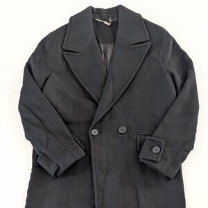 AllSaints Mabel Coat Black Oversized Double Breasted Wool Blend Italian Cloth 4